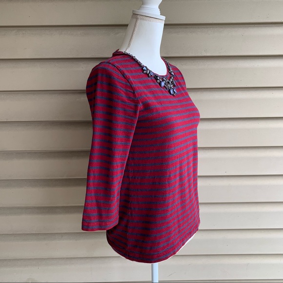 •J. Crew• Striped Rhinestone Embellished Top - Size Small - Picture 4 of 6